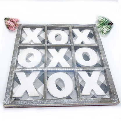 Gingham XOXO Game and Decor Hand Painted Wood