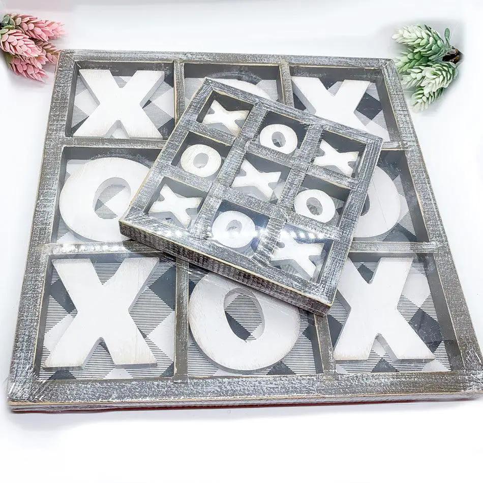 Gingham XOXO Game and Decor Hand Painted Wood