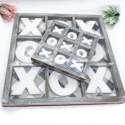 Gingham XOXO Game and Decor Hand Painted Wood