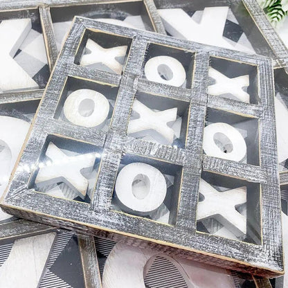 Gingham XOXO Game and Decor Hand Painted Wood