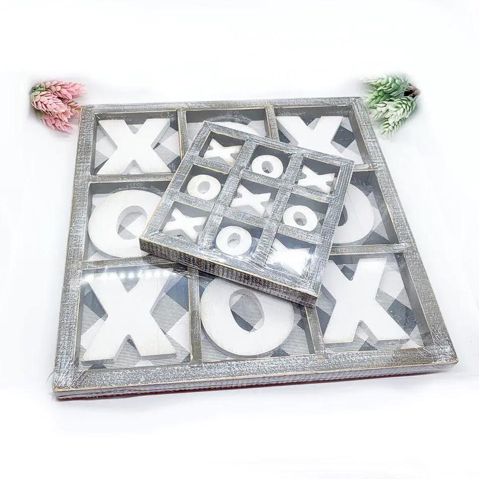 Gingham XOXO Game and Decor Hand Painted Wood