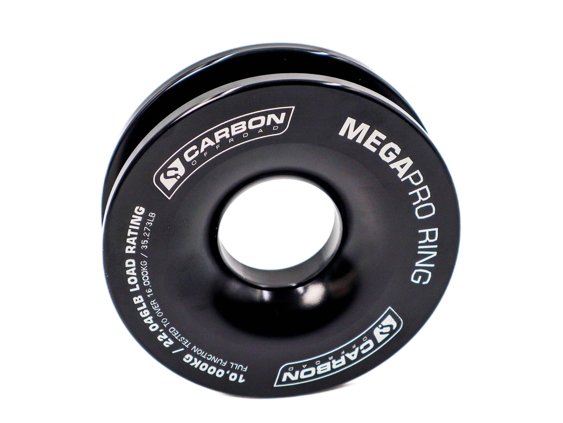 Carbon Offroad Monkey Fist 10T Recovery Ring pulley, black finish, Carbon Offroad USA branding on Tampa Home & Garden Store