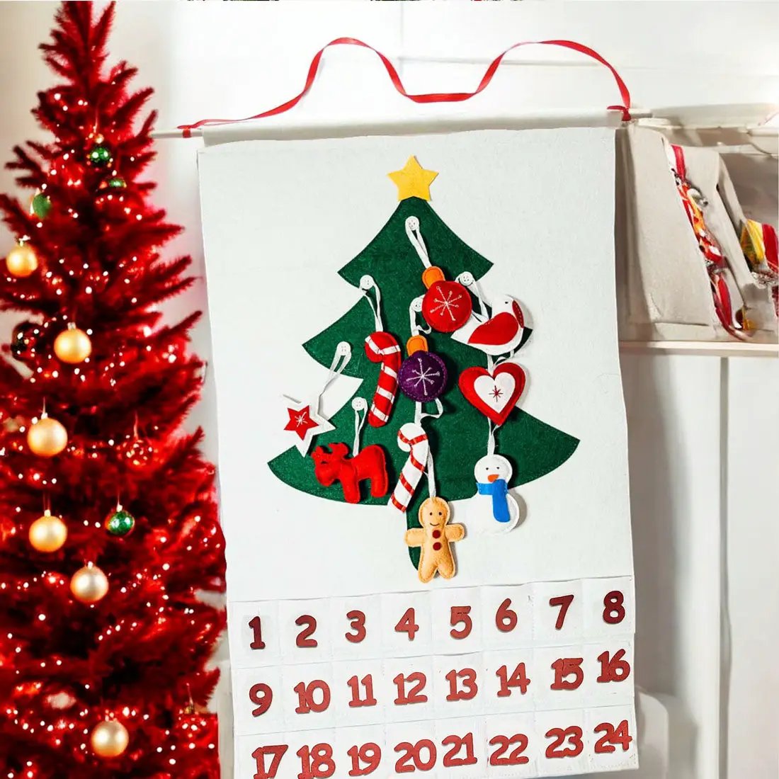 Felt Christmas Advent Calendar With Ornaments
