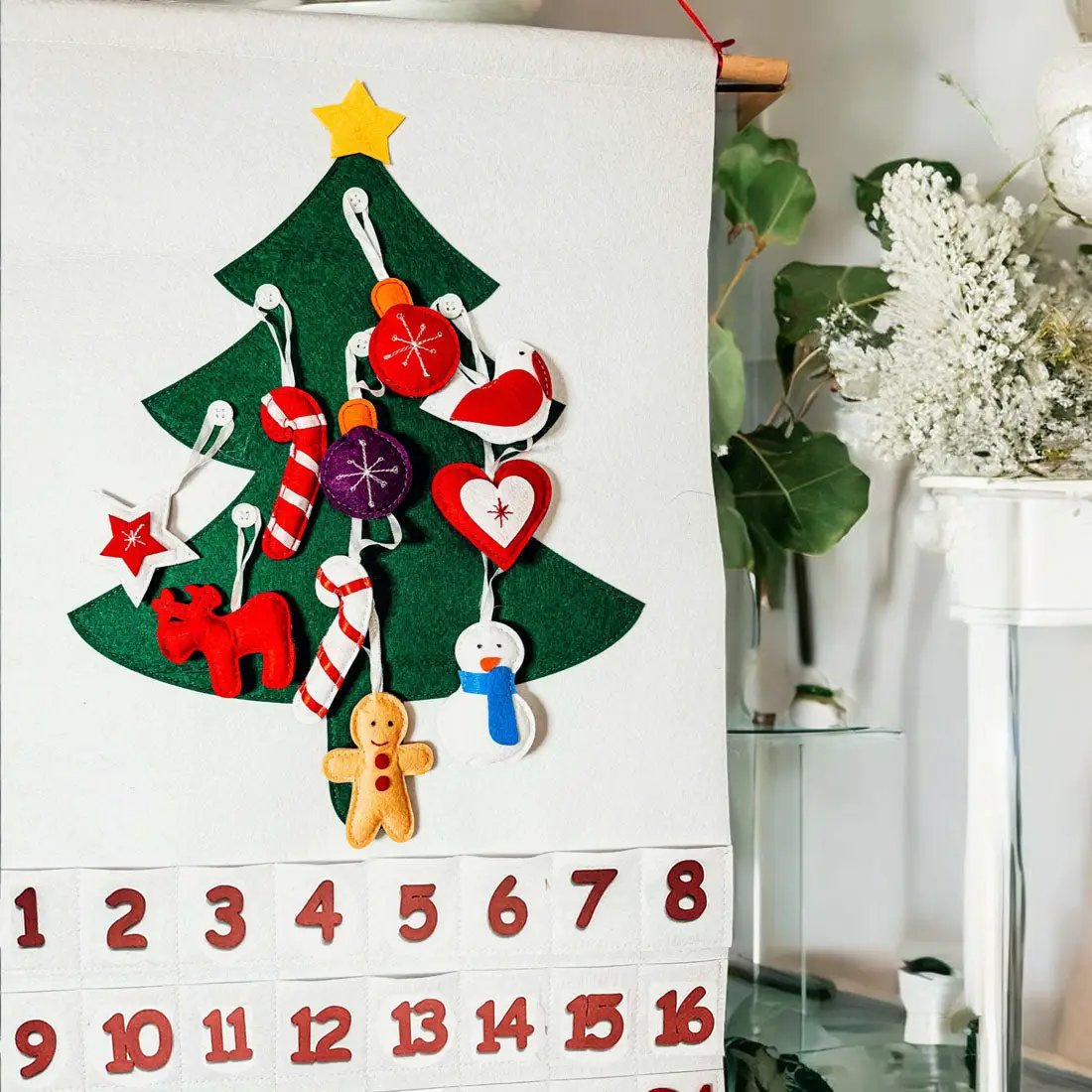 Felt Christmas Advent Calendar With Ornaments