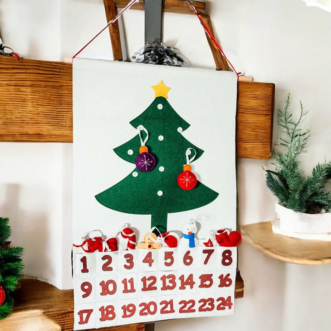 Felt Christmas Advent Calendar With Ornaments