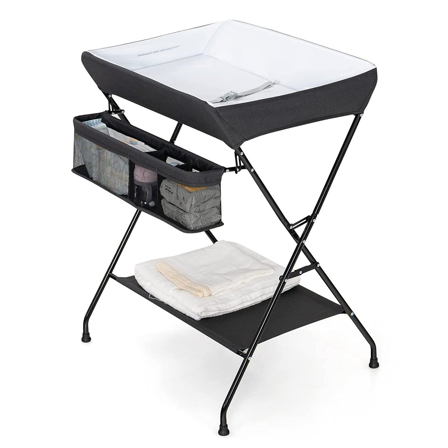 Mesa Plegable Negra Ancha para Cambiar Pañales de Bebé en Guardería