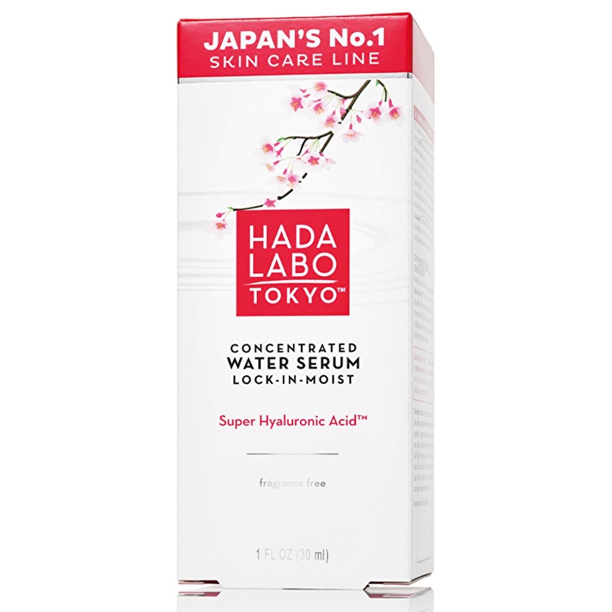 Hada Labo Tokyo face serum box with red logo, Concentrated Water Serum, Hyaluronic Acid on Tampa Home & Garden Store