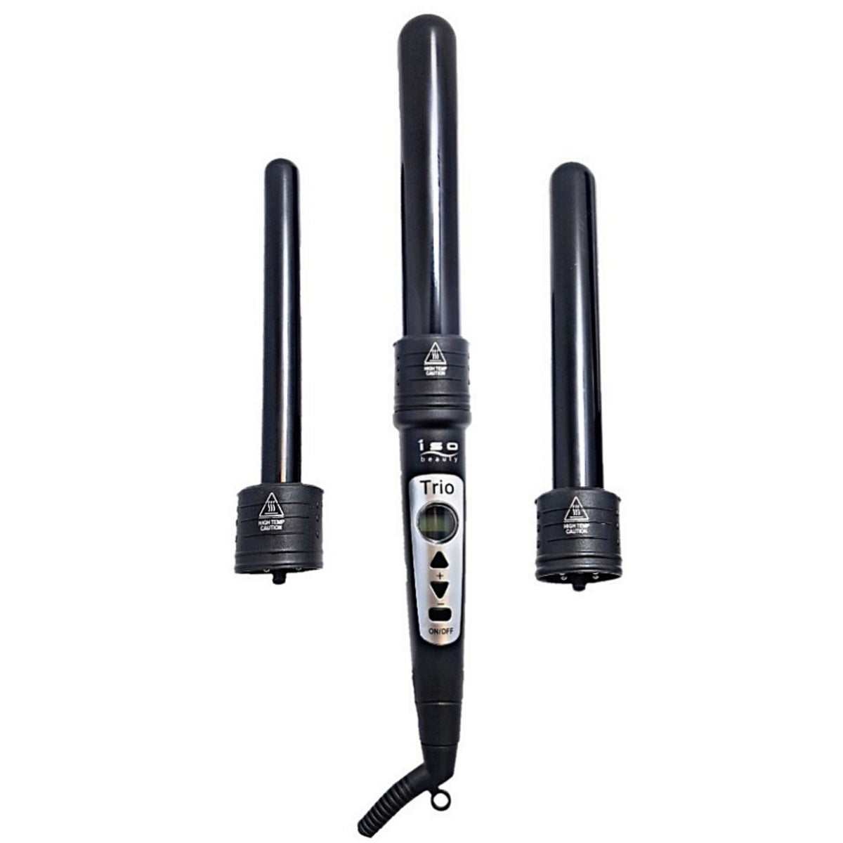 Trio 3-in-1 interchangeable curling set with 3 tourmaline ceramic barrels, black handle on Tampa Home & Garden Store