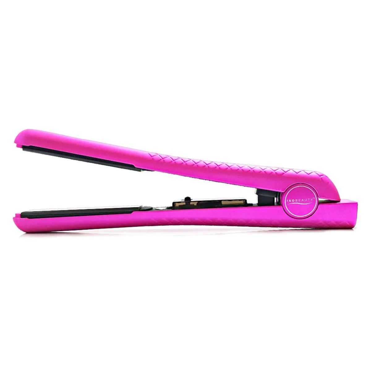 Pink Spectrum Pro 1.25in solid ceramic flat iron, Diamond Collection, Isobeauty logo on Tampa Home & Garden Store