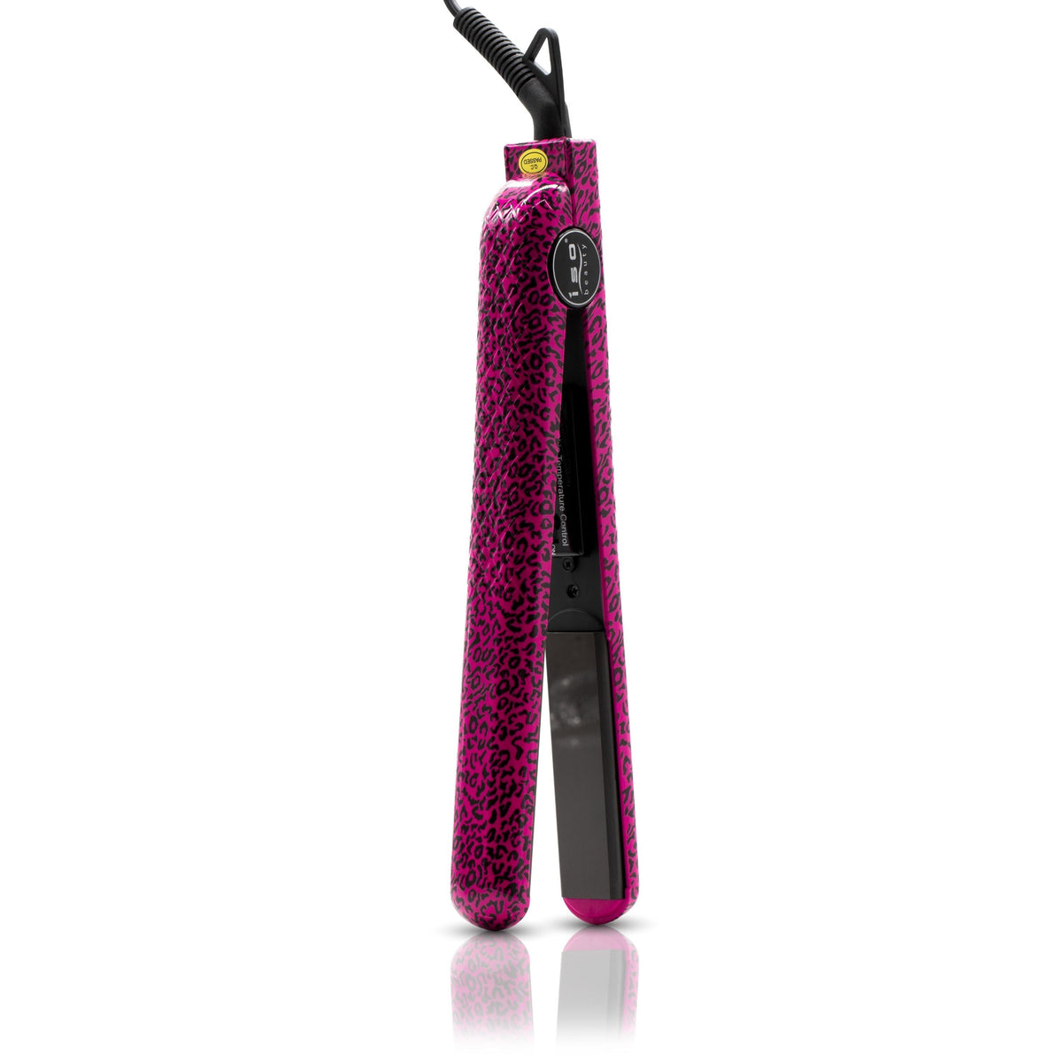 Ceramic flat iron 1.25in pink leopard print with black handle by Best Product Finds on Tampa Home & Garden Store