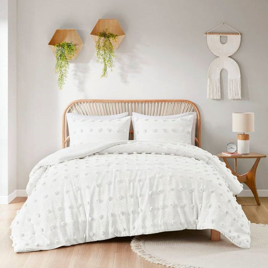 King/Cal King 3-Piece Ivory Pompom Microfiber Comforter Set - Tampa Home & Garden Store