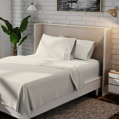 Twin Ivory Beige Organic Cotton Sheet Set