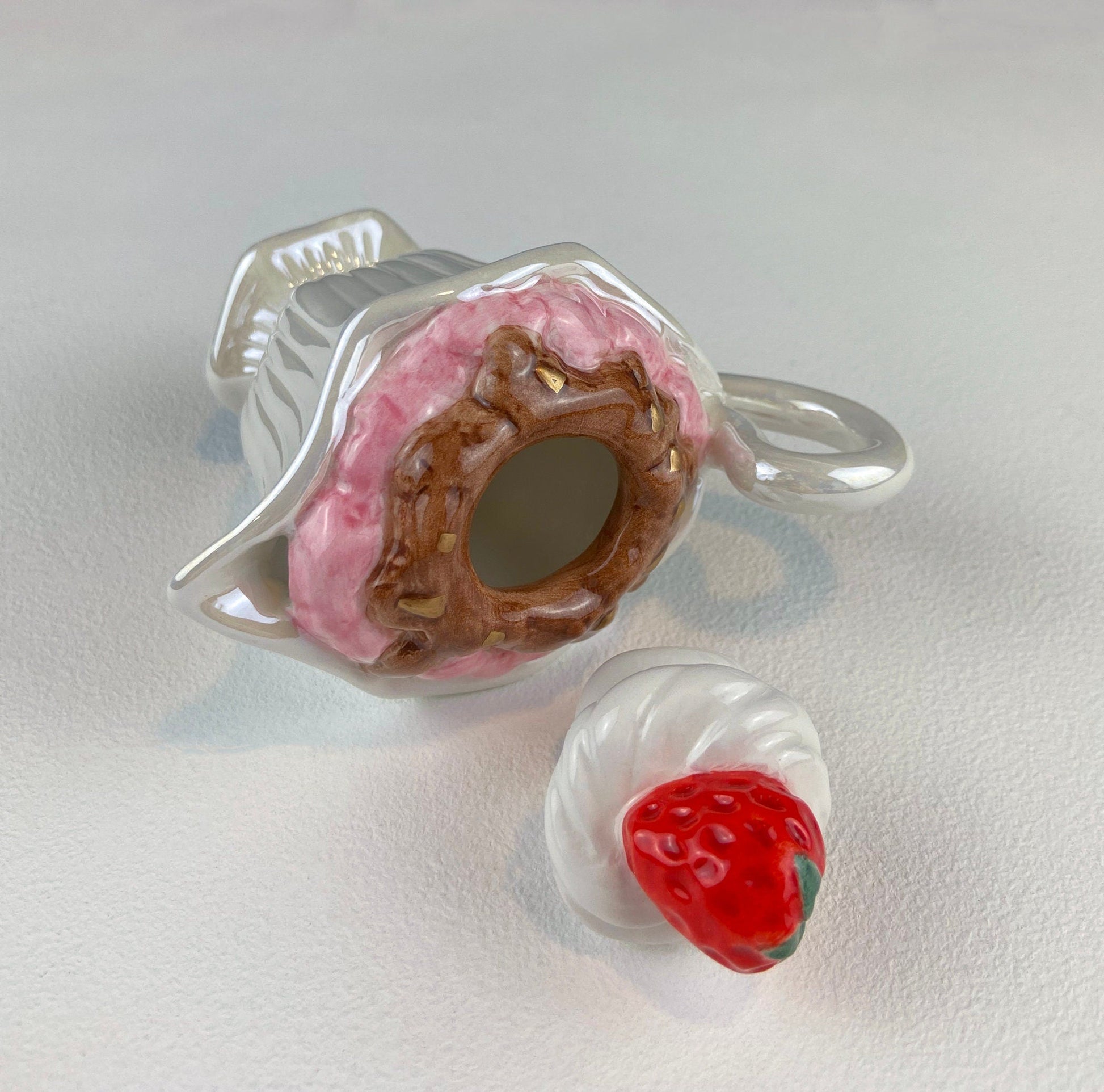 Ice Cream Shaped Creamer. Gift Gallery Fitz and Floyd. Strawberry and Chocolate Ice Cream Shaped Tiny Teapot. Cute & Thoughtful Gift. - Tampa Home & Garden Store