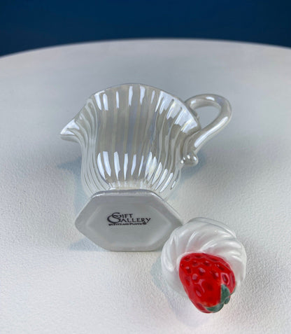 Ice Cream Shaped Creamer. Gift Gallery Fitz and Floyd. Strawberry and Chocolate Ice Cream Shaped Tiny Teapot. Cute & Thoughtful Gift. - Tampa Home & Garden Store