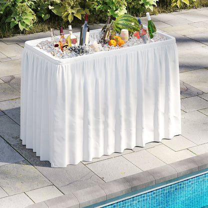 Mesa Plegable Enfriadora de Hielo de 4 Pies con Fregadero Grande - Blanca