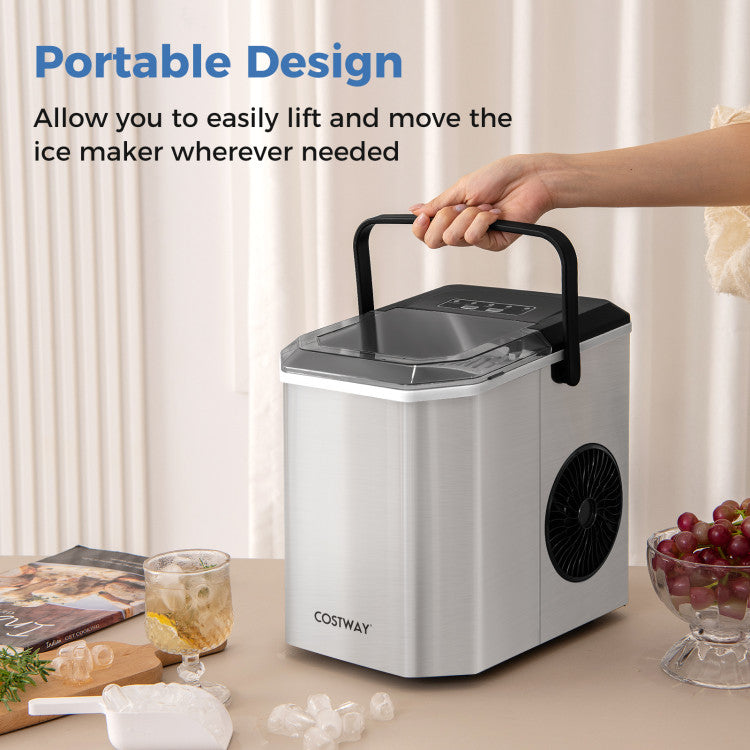 Countertop Ice Maker with Self-Cleaning for Home & Office