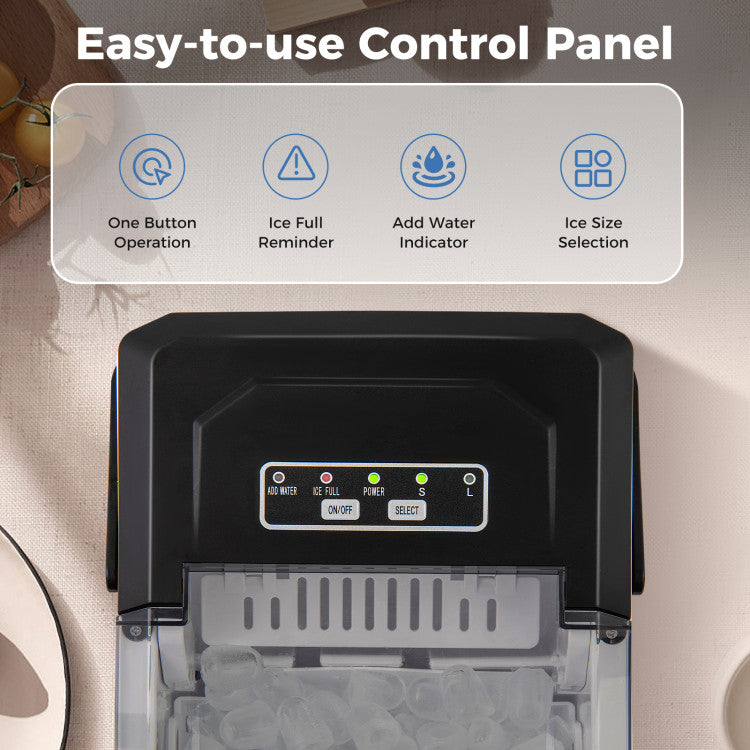 Countertop Ice Maker with Self-Cleaning for Home & Office