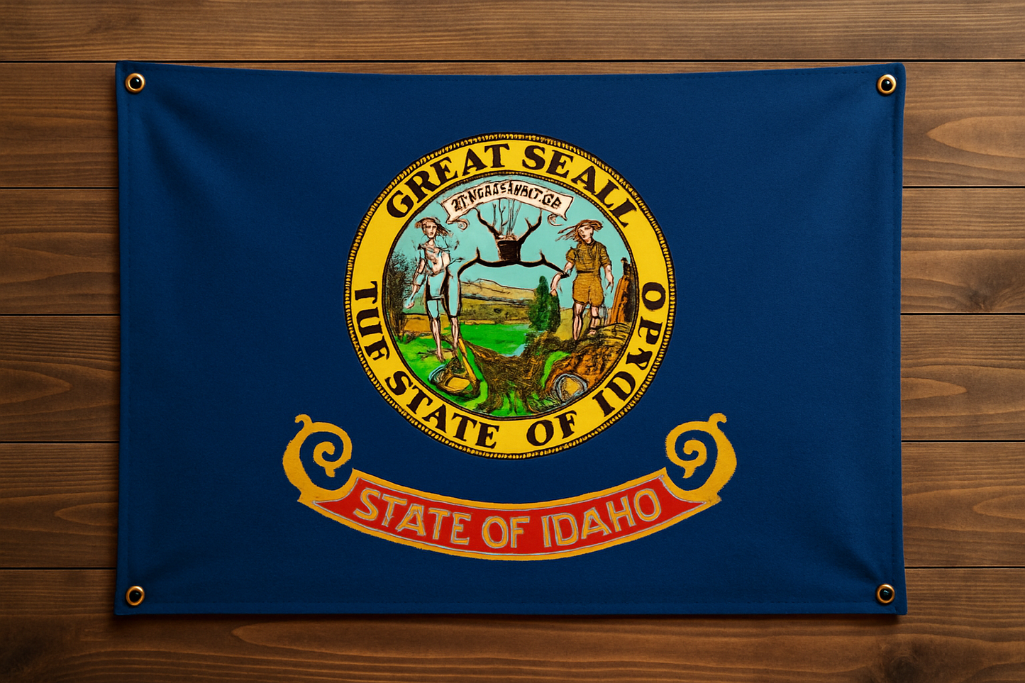 Idaho Flag with Grommets Along the Edges for Wall Hanging - Tampa Home & Garden Store