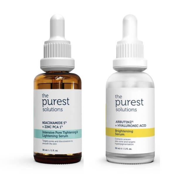 Two The Purest Solutions serums: amber Niacinamide + Zinc PCA; clear Arbutin + Hyaluronic Acid on Tampa Home & Garden Store