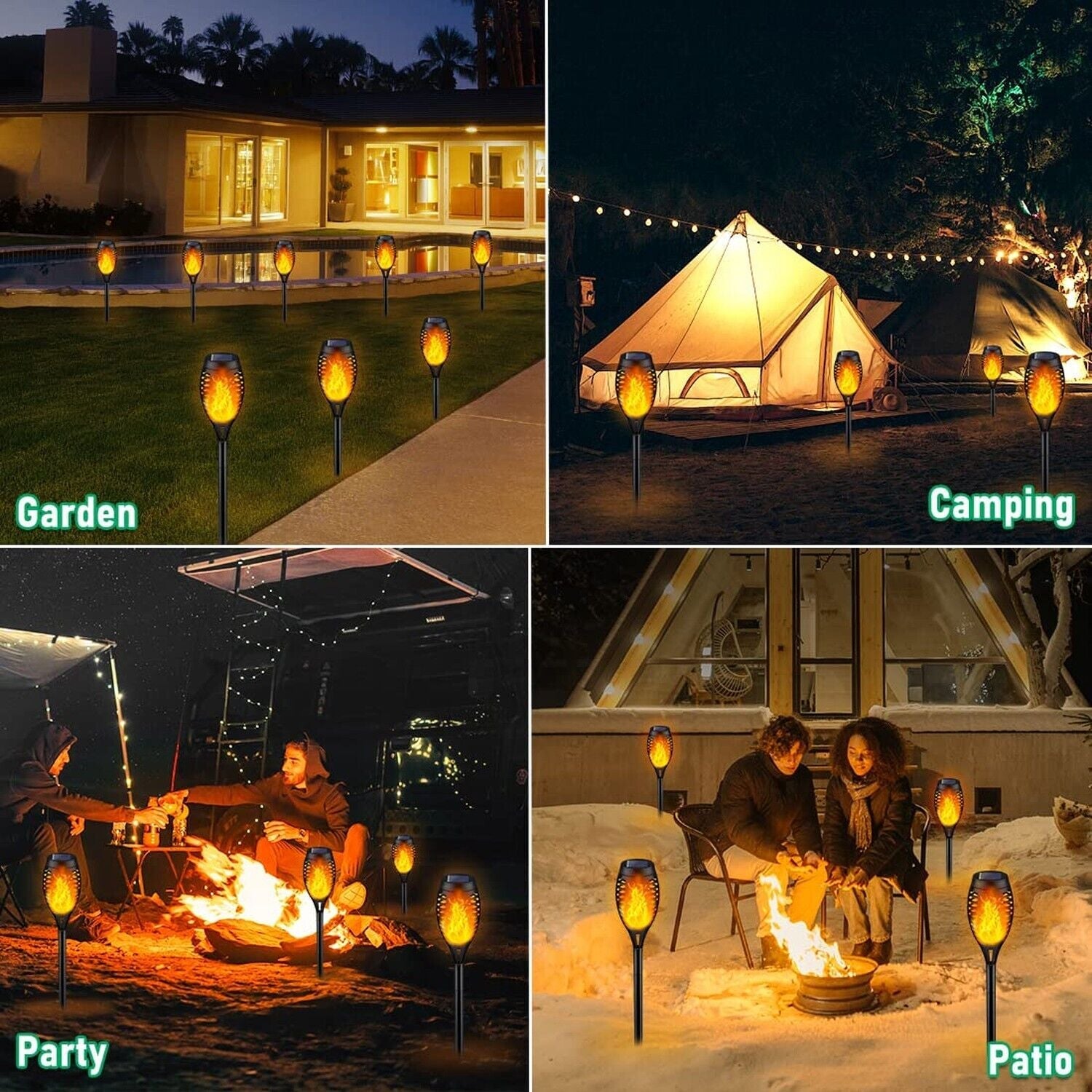 IkeeRuic Solar Torch Lights – 6 Pack Flickering Flame Outdoor Garden Lights - Tampa Home & Garden Store