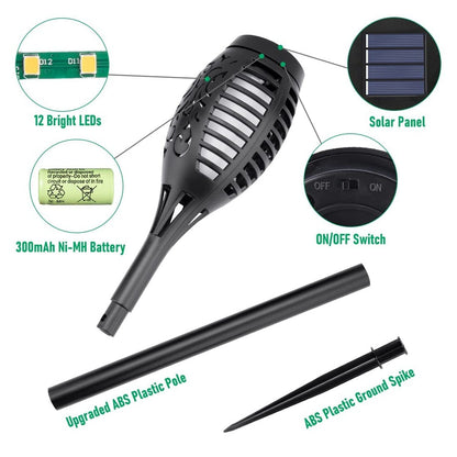 IkeeRuic Solar Torch Lights – 6 Pack Flickering Flame Outdoor Garden Lights - Tampa Home & Garden Store