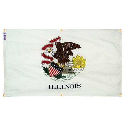 Illinois Flag with Grommets Along the Edges for Wall Hanging - Tampa Home & Garden Store