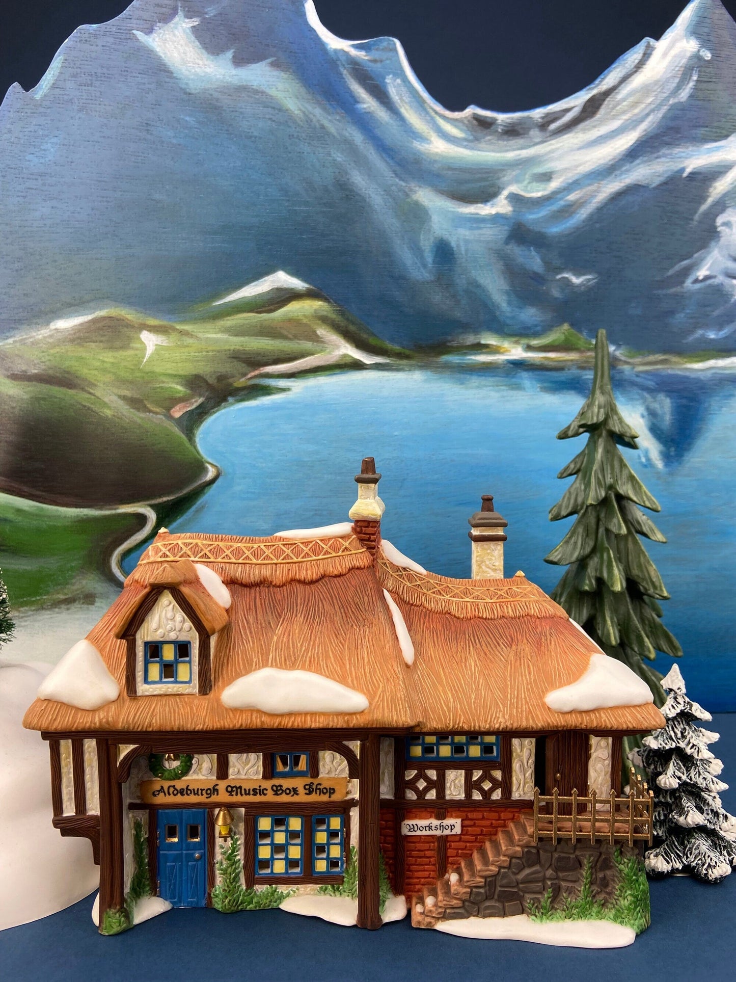 Illuminated Aldeburgh Music Box Shop. Celebrating Music. Christmas Village Porcelain House and Built-in Music Box. Dickens' Village Series. - Tampa Home & Garden Store