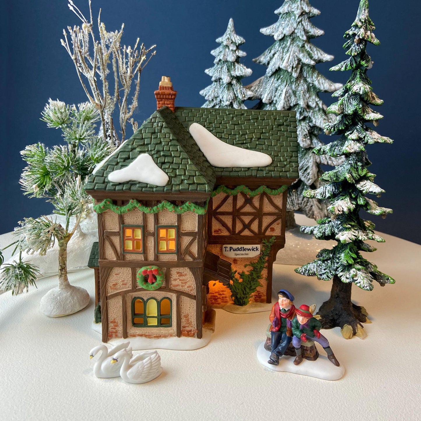 Illuminated Christmas Village T. Puddlewick Spectacle Shop by Dept. 56. Dickens' Village. Seasonal Home Retail Decor. Night Light. - Tampa Home & Garden Store