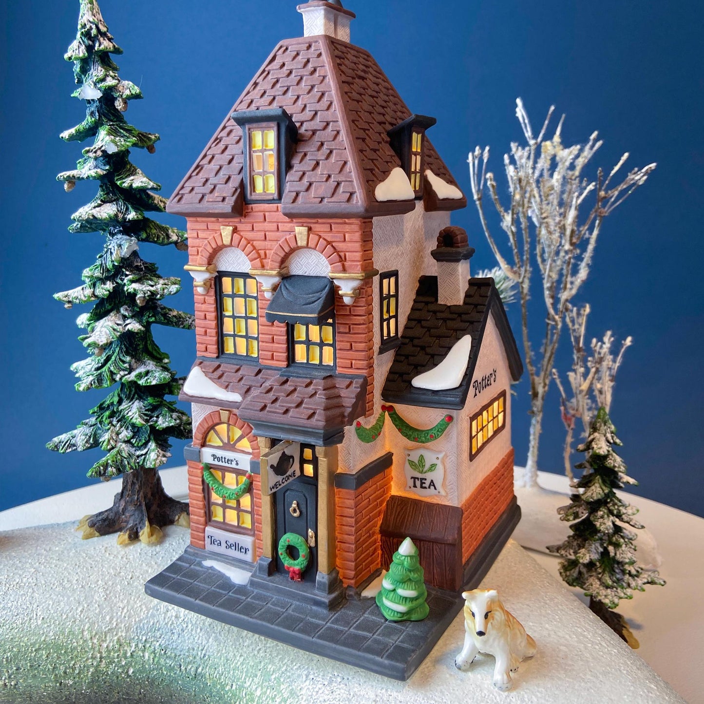 Illuminated Christmas Village Tea Seller House by Dept 56. Christmas in the City. Magical Holiday Home Retail Decor. Gift for Tea Lover. - Tampa Home & Garden Store