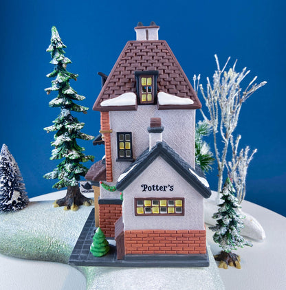Illuminated Christmas Village Tea Seller House by Dept 56. Christmas in the City. Magical Holiday Home Retail Decor. Gift for Tea Lover. - Tampa Home & Garden Store