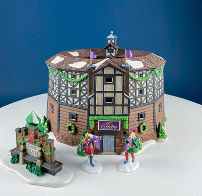 Illuminated Old Golden Globe Theater. Set of 4. Porcelain Christmas Village House by Dept. 56. Dickens' Village Hist. Landmarks Series. - Tampa Home & Garden Store