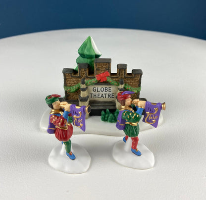 Illuminated Old Golden Globe Theater. Set of 4. Porcelain Christmas Village House by Dept. 56. Dickens' Village Hist. Landmarks Series. - Tampa Home & Garden Store
