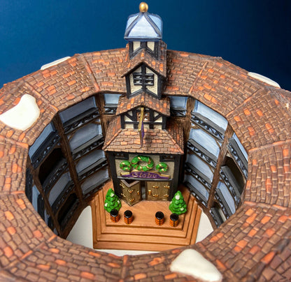 Illuminated Old Golden Globe Theater. Set of 4. Porcelain Christmas Village House by Dept. 56. Dickens' Village Hist. Landmarks Series. - Tampa Home & Garden Store