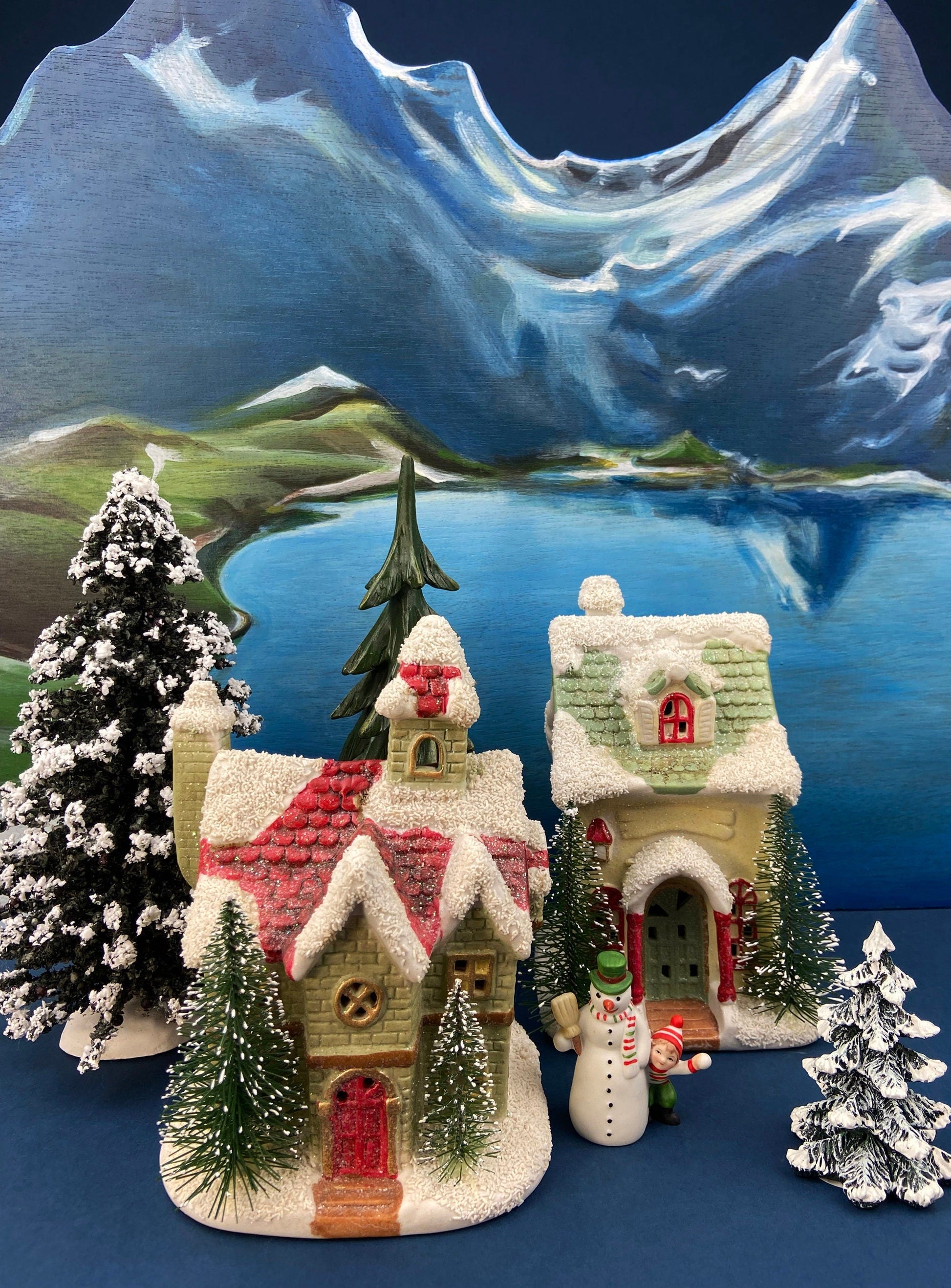 Illuminated Porcelain House. Medium-Sized Rustic Brick House with Red Roof for Christmas Village. Holiday Accessory. Traditional Home Decor - Tampa Home & Garden Store