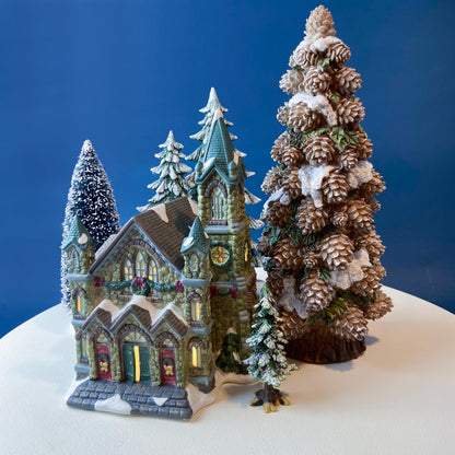 Illuminated Stoney Bridge Church by Santa's Workbench Collection. Victorian Series. Christmas Village Building. Porcelain Lighted House. - Tampa Home & Garden Store