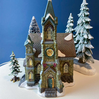 Illuminated Stoney Bridge Church by Santa's Workbench Collection. Victorian Series. Christmas Village Building. Porcelain Lighted House. - Tampa Home & Garden Store