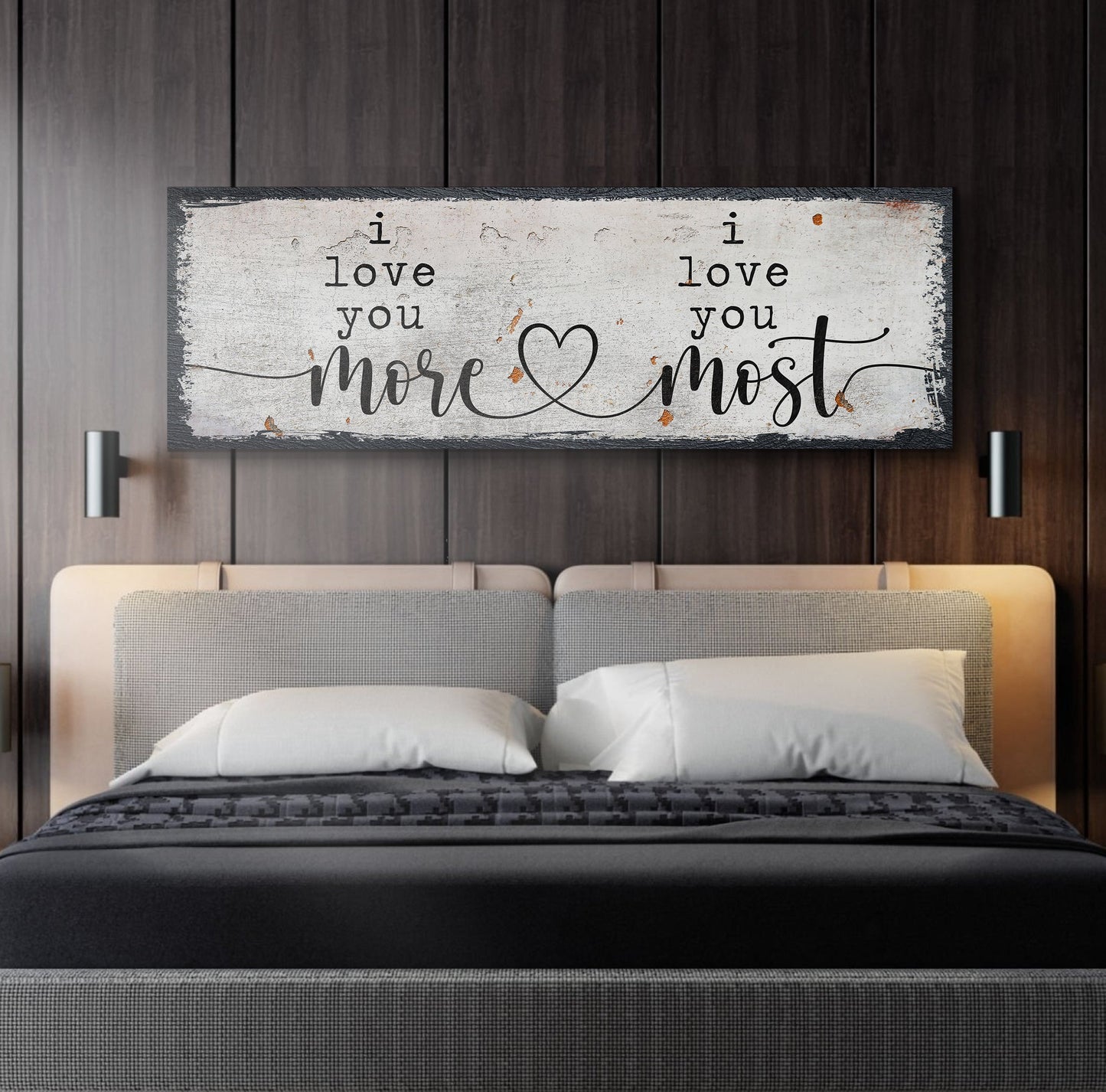 Canvas sign I Love You More I Love You Most Sign II Tailored Canvases, black script text on Tampa Home & Garden Store