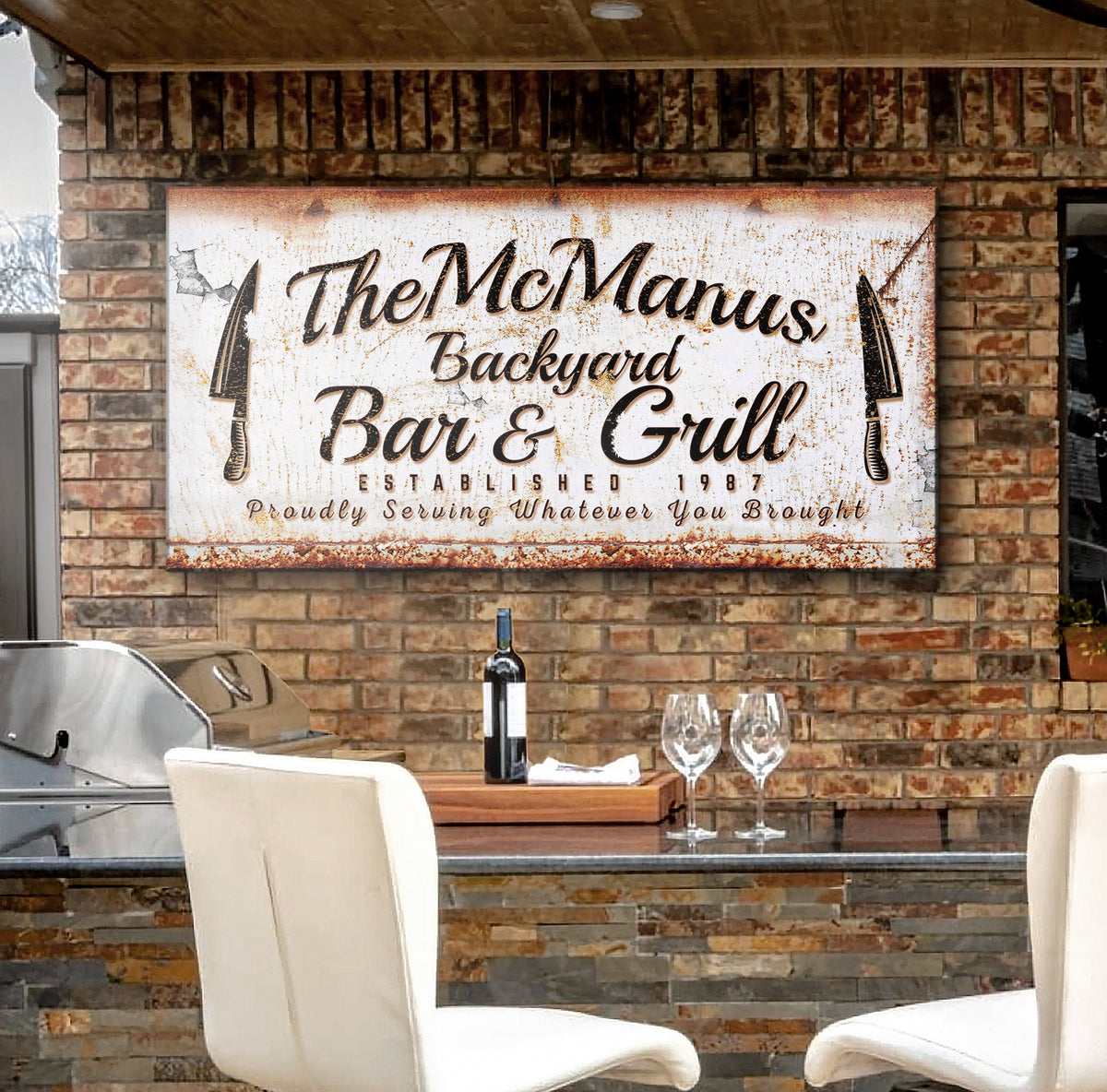 Backyard Bar & Grill Sign IV canvas by Tailored Canvases on Tampa Home & Garden Store