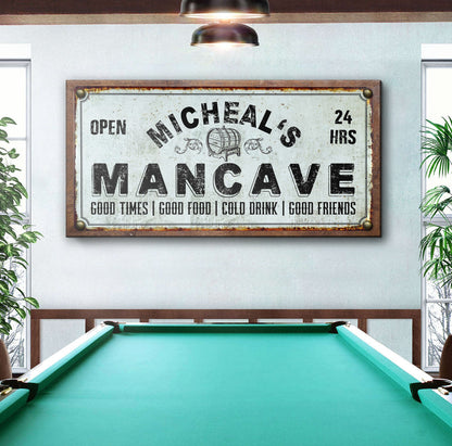 Man Cave Sign crafting canvas with metal border Tailored Canvases on Tampa Home & Garden Store