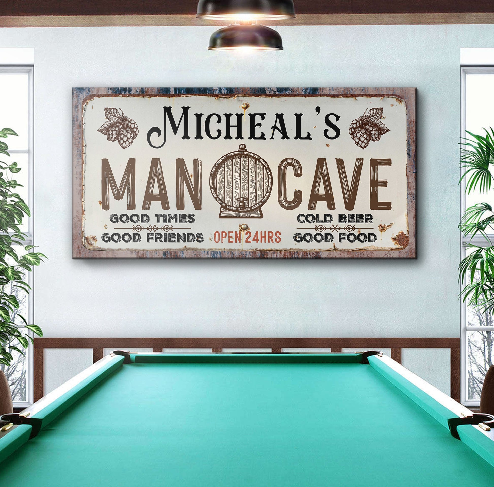 Man Cave Sign III canvas by Tailored Canvases; distressed wall art with Michaels Man Cave on Tampa Home & Garden Store