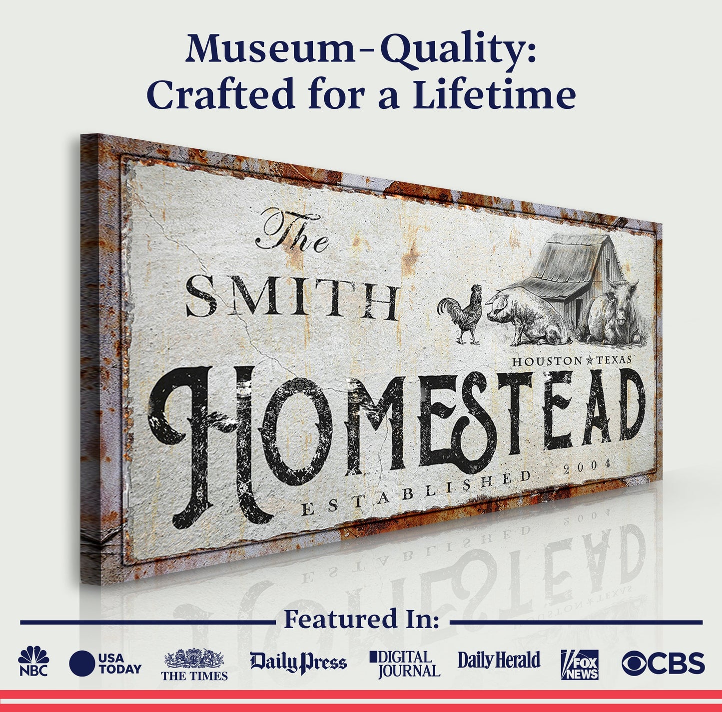 Homestead Sign canvas by Tailored Canvases, rustic weathered farm print on crafting canvas on Tampa Home & Garden Store
