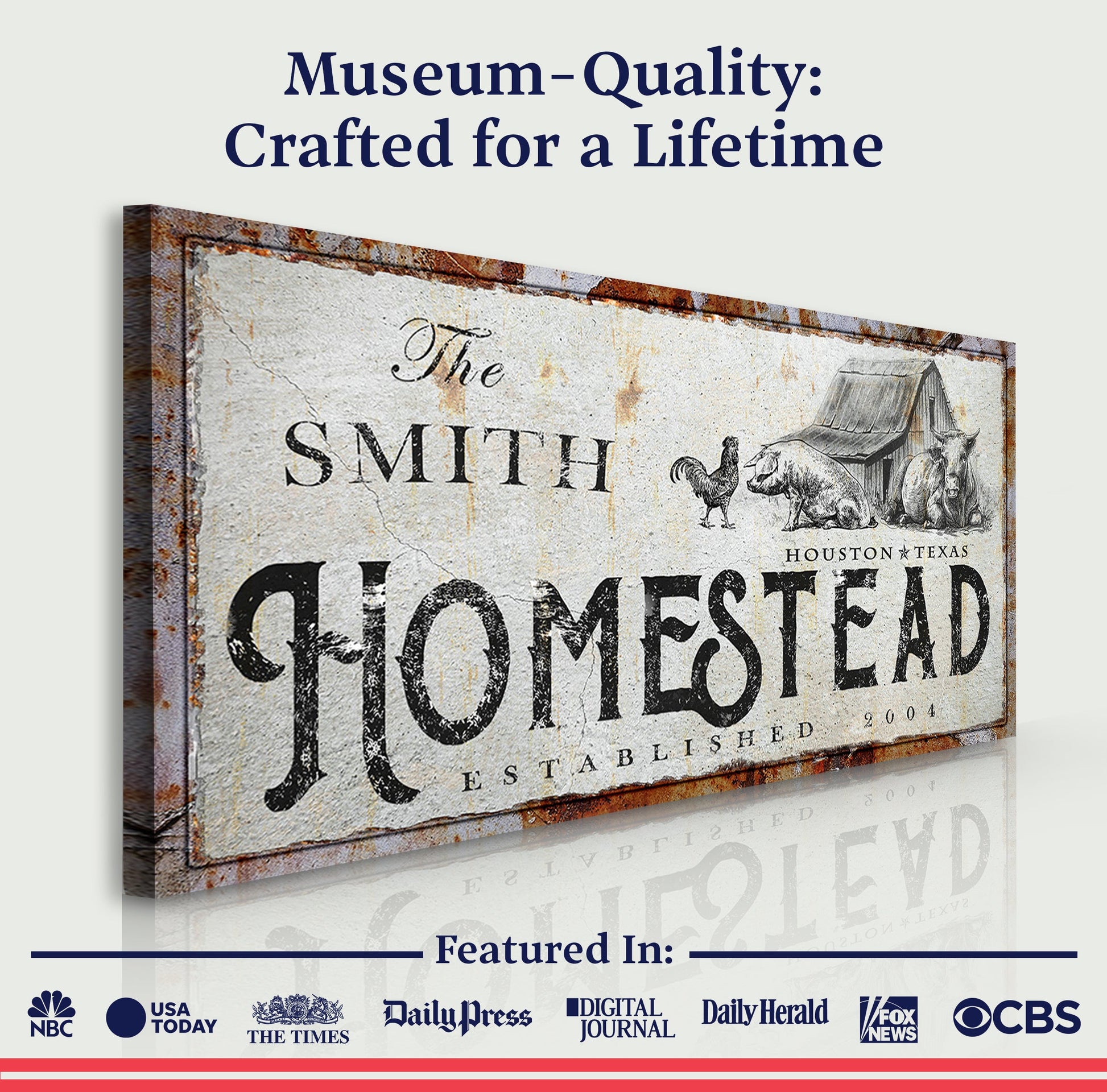 Homestead Sign canvas by Tailored Canvases, rustic weathered farm print on crafting canvas on Tampa Home & Garden Store