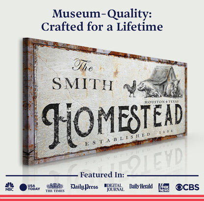 Homestead Sign canvas by Tailored Canvases, rustic weathered farm print on crafting canvas on Tampa Home & Garden Store