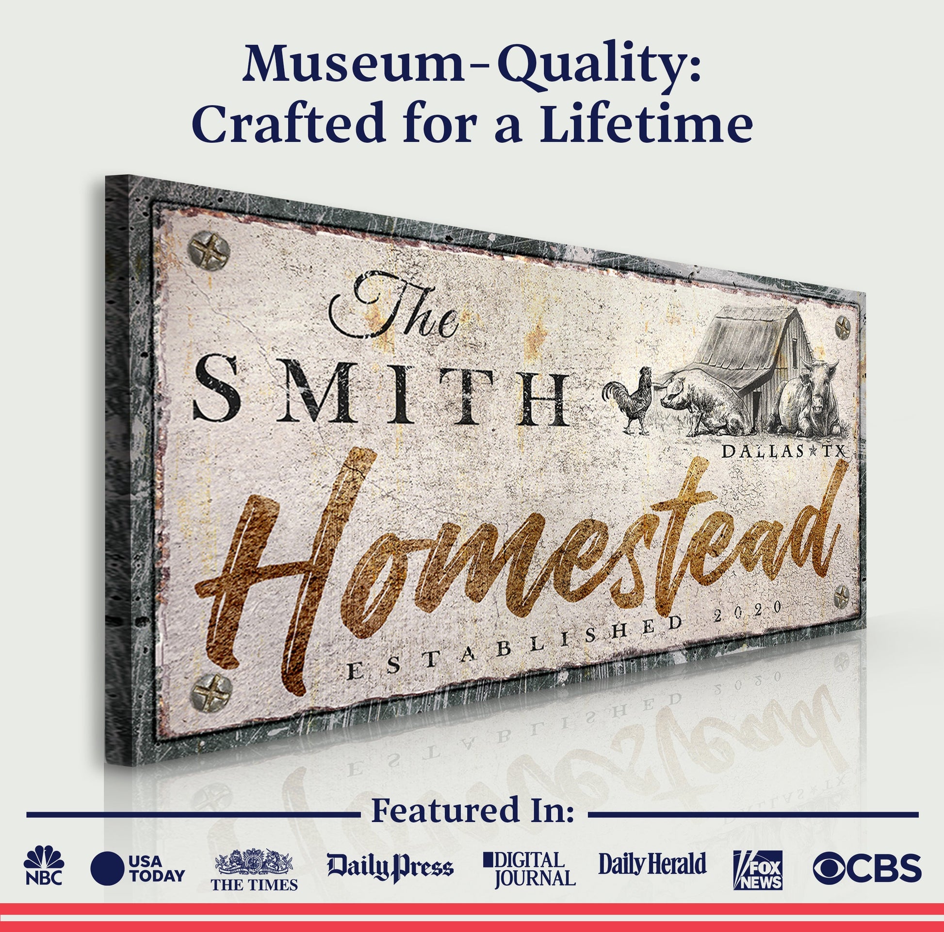 Homestead Sign IV canvas with vintage typography and rustic farmhouse styling Tailored Canvases on Tampa Home & Garden Store