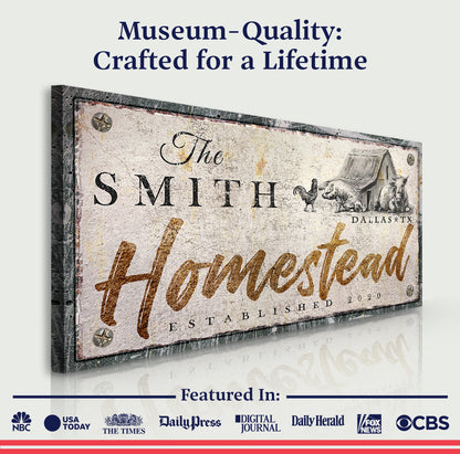 Homestead Sign IV canvas with vintage typography and rustic farmhouse styling Tailored Canvases on Tampa Home & Garden Store