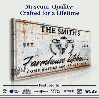 Farmhouse Kitchen Sign canvas by Tailored Canvases; distressed rust-stained vintage look on Tampa Home & Garden Store