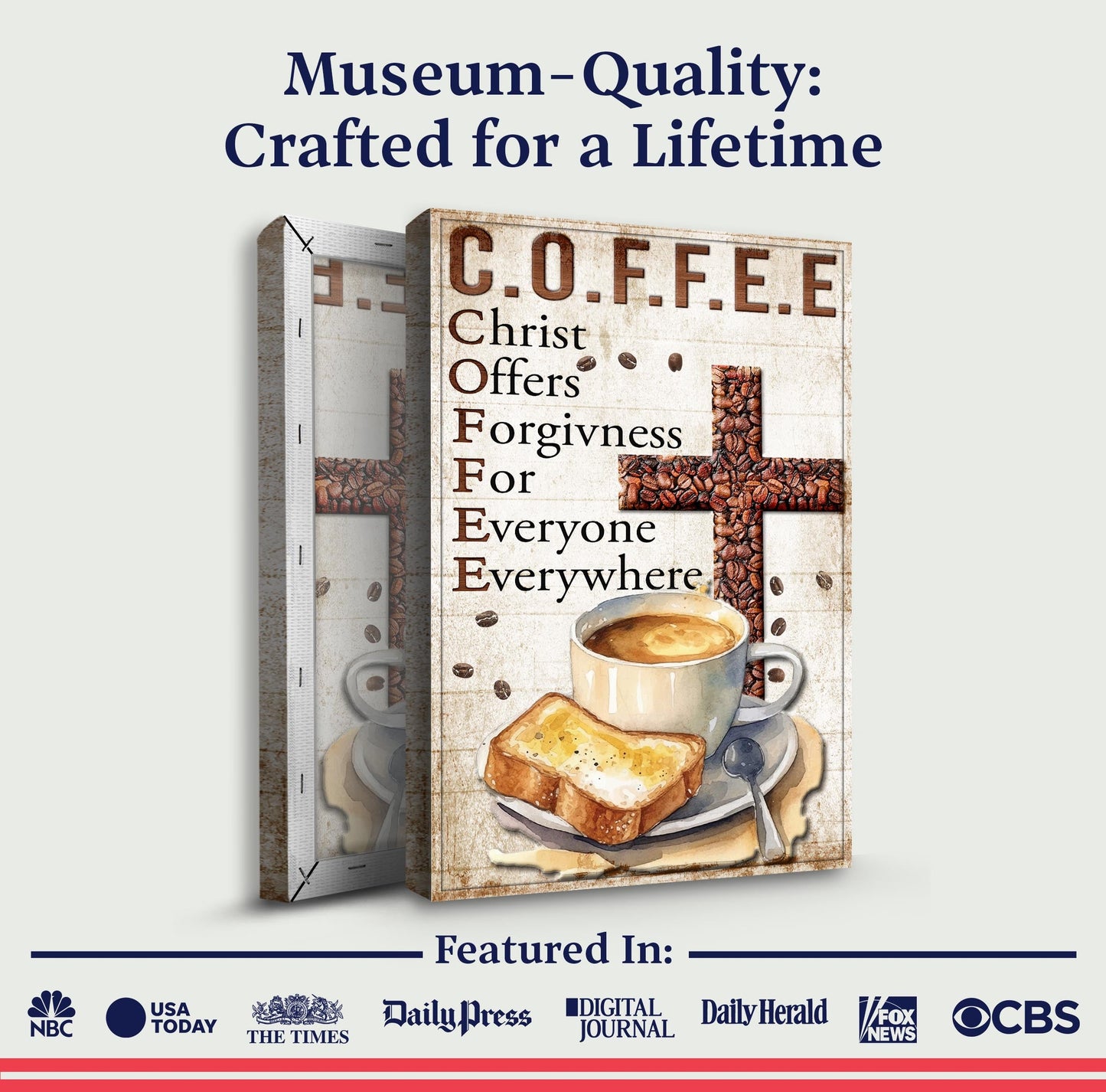Christ And Coffee Faith Sign IV canvas by Tailored Canvases multi-panel coffee sign on Tampa Home & Garden Store