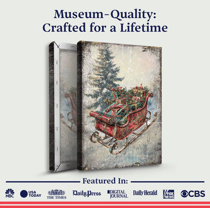 Canvas wall art Vintage Christmas Sleigh Sled II, multi-panel by Tailored Canvases on Tampa Home & Garden Store