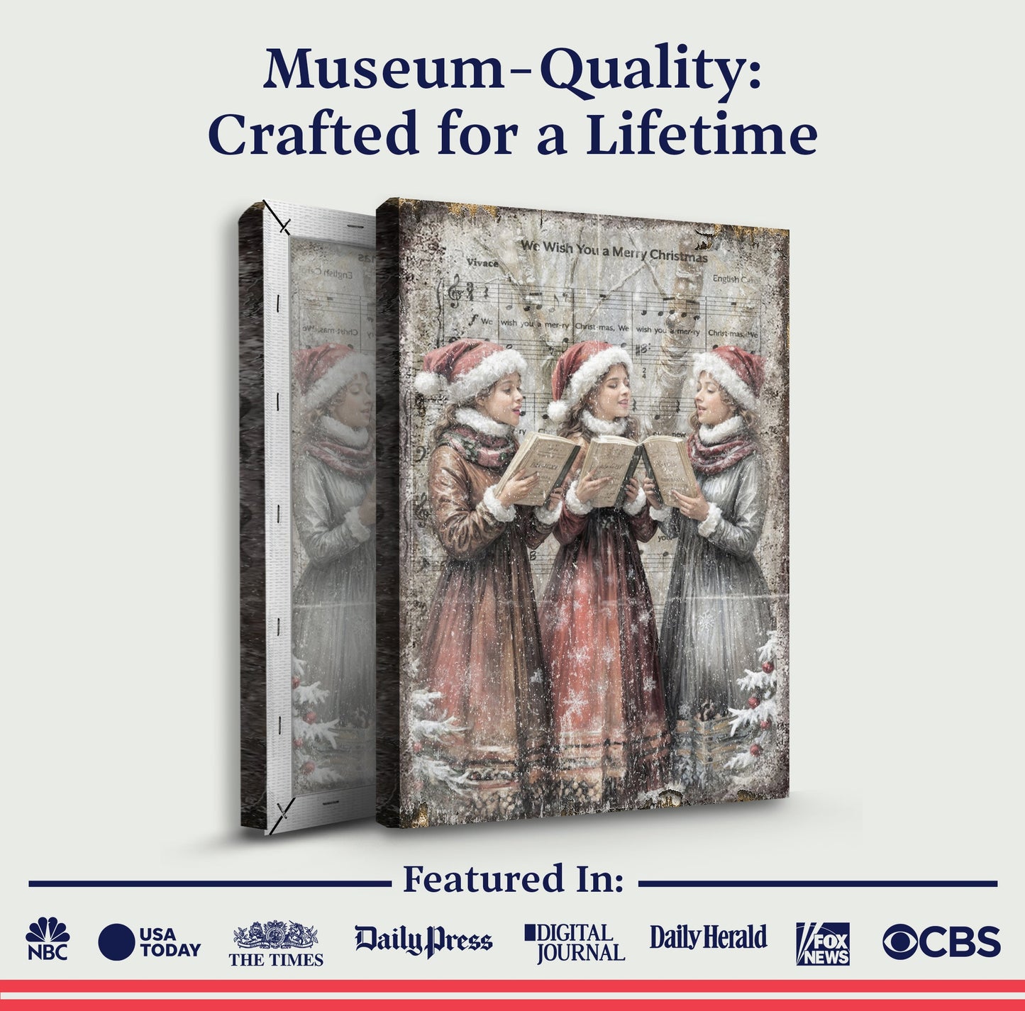 Three-panel Vintage Christmas Carolers Wall Art canvas by Tailored Canvases on Tampa Home & Garden Store