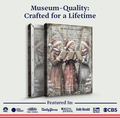 Three-panel Vintage Christmas Carolers Wall Art canvas by Tailored Canvases on Tampa Home & Garden Store
